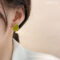 [925銀針]小衆設計簡約耳環 - 绿色耳钉