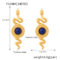 [316L鈦鋼]復古蛇形瑪瑙耳環 - F104-金色蓝耳环