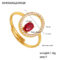 [316L鈦鋼]個性幾何線條戒指A945 - A945-金色红锆石戒指, 7号