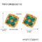 [316L鈦鋼]菱形宮廷風四葉花套裝 - TXF213-金色绿亚克力耳环