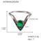[316L鈦鋼]V字鑲滿鉆5A鋯石開口戒指 - A976-钢色彩绿锆石戒指