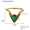 [316L鈦鋼]V字鑲滿鉆5A鋯石開口戒指 - A976-金色彩绿锆石戒指